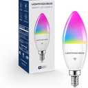 Lightinginside Candelabra Smart Light Bulbs 60W Equivalent, 500LM 6W E12 LED Bulb Compatible with Alexa/Google Home, RGBCW Candle Bulb for Chandelier, No Hub Required, 2.4G WiFi Only, ETL Listed, 1PC