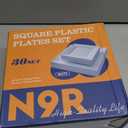 N9R 60PCS White Square Plastic Plates, 30 Dinner & 30 Dessert Plates Heavy Duty, Fancy Disposable Plates for Party, Wedding and other Events