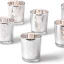 Homemory 24 Pcs Silver Votive Candle Holders, Mercury Glass Candle Holder, Tealight Candle Holders for Table Centerpieces, Baby Shower, Party, Anniversary, Wedding, Home Decor, Halloween, Christmas