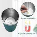 Self Stirring Coffee Mug - Rechargeable Stainless Steel Auto Self Mixing Cup with Lid, 400ml/13.5oz Coffee Travel Mugs To Stir Coffee, Mixed Milk, Tea for Women Men Office Car Use (Dark Green)
