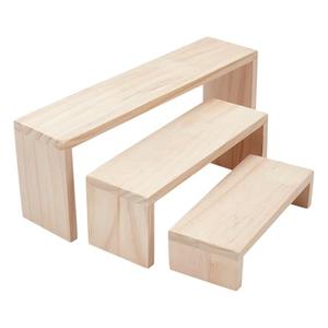 NBEADS 3-Tier Wood Display Risers, Decorative Display Risers, Display Stand, Unfinished Wood, Cupcake Holder Stand 16x6 inch
