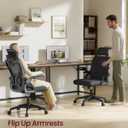 VASAGLE Ergonomic Mesh Office Chair with Adjustable Lumbar Support and Headrest, 90-105 Tilt Function, Wide Seat, FlipUp Armrests, Computer Desk Chair for Home Office, Ink Black UOBN044BH01S