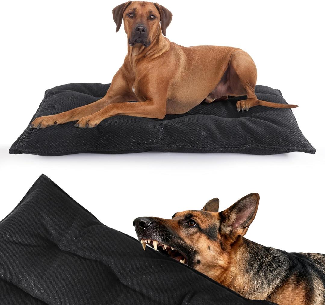MABOZOO Chew Proof Indestructible Dog Beds for Aggressive Chewers,Durable Dog Crate Pad,Washable Tough Pet Mats for Kennel,Black,XL 28x41 in
