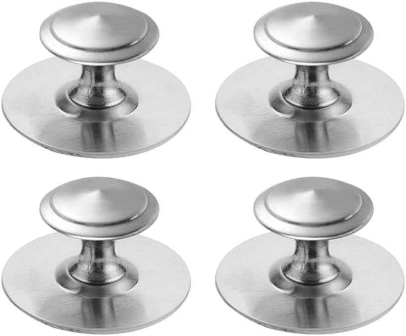 CcHhyyt 4 Pack Self-Stick Cabinet Handle Pulls Stainless Steel Silver Knobs with Adhesive for Mirror Cabinets Glass Sliding Doors Cupboards Drawer No Punching Peel and Stick Knobs Drill Free (Silver)
