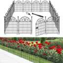 Getlay Tall Garden Fence Animal Barrier with Gate, 36 in(H) 14 Panels Garden Fences and Borders for Dogs, Dog Fence Outdoor for Yard, Total Length 30.6 Ft Metal Temporary FencingPatented