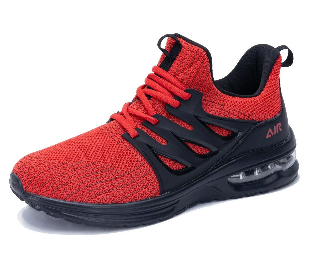 GOOBON Mens Running Trainers Air Cushion Tennis Walking Shoes Lightweight Breathable Fashion Sneakers for Jogging Gym BlackRed (Size 9)