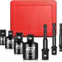 BLACKROBOT 7PCS Impact Socket Adapter Set, 1/4" 3/8" 1/2" SAE Drill Socket Adapter Set, Square and Hex Drive for Impact Driver Wrench, Cr-Mo&CR-V Steel