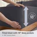 LuxClub 5 PC Sheet Set Bed Sheets Deep Pockets 18" Eco Friendly Wrinkle Free Cooling Machine Washable Hotel Bedding Silky Soft - Grey Split King