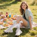 Women Ruffle Socks Lace Frilly Cotton Crew Socks Non-Slip Dress Socks Fold Cuff for Bride Pageant Sock For Women