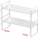 Expandable Stackable Spice Rack Cabinet Shelf Organizer in Cabinets Shelves Kitchen Cupboard Organization Stack up Racks Pantry Countertop Storage Large/White 2 Packs