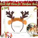 Lyrow 12 Pcs Reindeer Antlers Headbands Bulk Halloween Deer Ears Costume Christmas Fawn Horn Hair Hoop for Party Headwear (Brown)