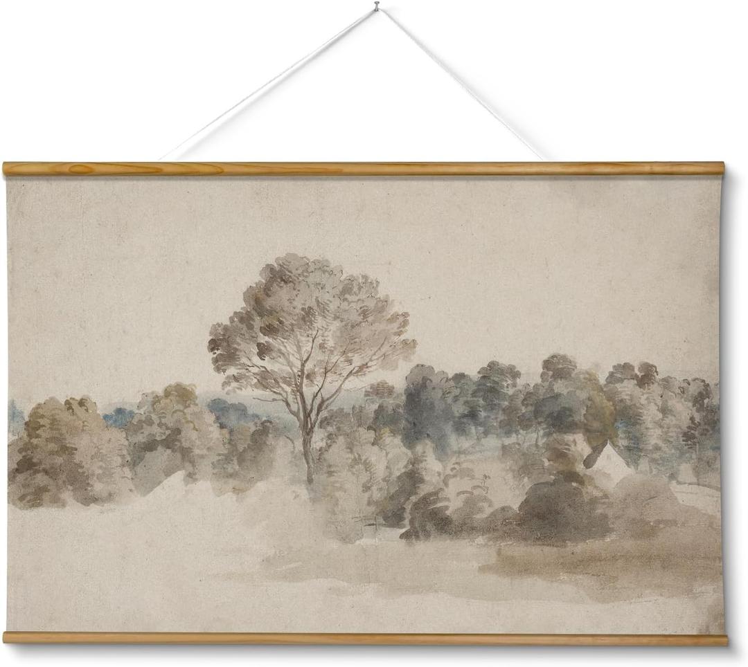 VIYYIEA Extra Large Size Canvas Wall Art, 36x54 Vintage Scroll Hanging Landscape Print, Rustic Watercolor Countryside Scene Wall Dcor for Living Room, Bedroom, or Farmhouse (Anthonys Grove)