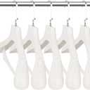 DEDU Suit Hangers for Men 15 Pack Width 17.7", Ivory White Coat Hangers no Shoulder Bump Non Slip for Thick Sweaters, Plastic Extra Wide Shoulder with Pants Bar & Metal Hook