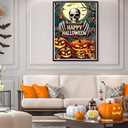 Halloween Skull Pumpkin Diamond Art Kits for Adult, Horror Bat Spider Web Diamond Painting Kits for Beginner, DIY Full Drill Rhinestone Diamond Dots Gem Painting Art Craft Home Decor 12 x16 Inch