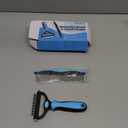 Pet Grooming Combo - Blue Deshedding Brush with Metal Comb for Detangling and Dematting Long, Matted Fur on Cats and Dogs