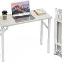 TEMI Small Computer Desk Folding Table - 35.8" Foldable Office Desk, No Assembly, Perfect for Small Spaces in Bedroom, Dorm, or Apartment, Portable Mini Desk or Study Table Compact Design, White Ash