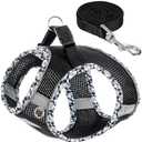 Dog Harness and Leash Set, No Pull Pet Harness for Small Dogs Easy Walking,Soft Breathable Small Dog Harness,Adjustable Reflective Step in Vest Harness for Puppy,Kitten, Cats (XS, Black)