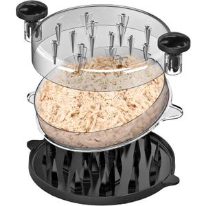 Upgraded Chicken Shredder Tool Twist for Chicken Shredder with Removable Plate, Professional Visible Meat Shredder Machine,Transparent Cover, Ergonomic Handle, Anti-Slip Chicken Grinder