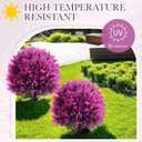 Yunlly Set of 2 Real to Touch Outdoor Topiary Tree 24" Fake Plants Front Porch Decor Artificial Boxwood Ball Faux Bush with Ground Spike, UV Resistant Fake Shrubs for Garden Yard(Fuchsia)