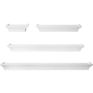 Melannco Arlington Floating Wall Shelves for Bedroom, Living Room, Bathroom, Kitchen, Office, Nursery, Set of 4, White