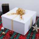 BoxSkivra Extra Large Gift Box with Lid 20x20x10 Inches, Large White Gift Box Giant Gift Boxes with Lids for Presents Packaging for Birthday Surprise, Christmas, Anniversaries, Wedding Party, 1 Count
