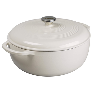 Lodge Essential Enamel Cast Iron Dutch Oven with Lid  Induction OvenSafe Enamel Cookware up to 500° F  HeatRetaining Braising & Roasting Pot  NonToxic Cookware  7.5 Quart, Oyster White