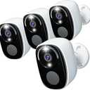 4Pack Security Cameras Wireless Outdoor 2.4G&5G WIFI, 2K Battery Powered Indoor Camera for Home Security with Spotlight & Siren Alarm, 2-Way Audio, Color Night Vision, AI Detection,Works w/Alexa