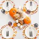 50Pcs Fall Leaves Paper Placemats Autumn Maple Leaf Dinner Mats Disposable Table Mats for Thanksgiving Harvest Party Table Setting