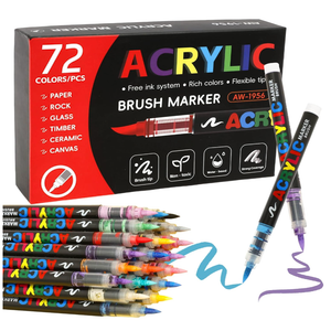 Acrylic Paint Marker Set, 72/36 Colors Paint Pen Soft Brush Tip Acrylic Marker Quick Drying Acrylic Pen Waterproof Paint Marker for Painting DIY Crafts (72 Pcs)