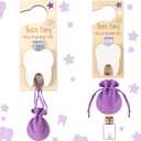 Tooth Fairy Holder Bag Hanger with Money Slot Keepsake Bottle Velvet Pouch Tooth Fairy Box Encourage Gift for Lost Teeth Boy Girl Milk(Classic,Purple)
