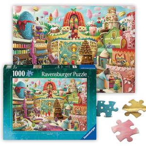 Ravensburger - Sweet Street - 1000 Piece Jigsaw Puzzle - Bold, Bright, Charming Animals and Incredible Treats - Enticing Imagery - Frameable - Premium Quality - Puzzles for Adults