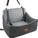 Dog Car Seat for Medium & Large Dogs Up to 55lbs, Memory Foam Cushion, Washable Cover, Safety Straps & Non-Slip Base(Black/Grey,Large)