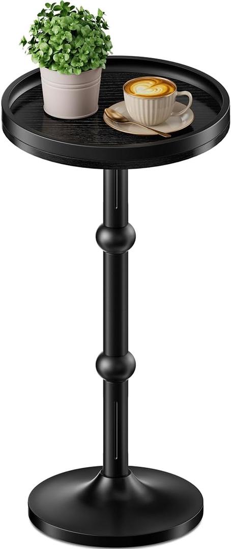 Small Round Side Table, Coffee Drink Table for Small Spaces, Modern Night Stand with Metal Leg, Weighted Iron Base Pedestal Round End Tables for Living Room, Bedroom, Narrow Corners,Sofa Couch