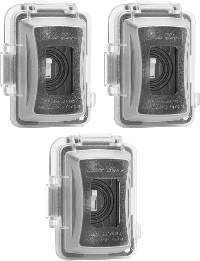 Bates- Weatherproof Electrical Outlet Cover, 3 Pack, 1-Gang, Outdoor Outlet Cover Weatherproof (Clear)
