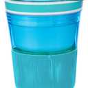 Portable Plastic Snack and Drink Cup for Adult, Teen Kid's Combo All-in-One Cereal and Milk Container for Breakfast On-The-Go with lids & Straw, 16 Oz