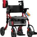 BigAlex Rollator Walker with Seat,2 in 1 Rollator Walker Transport-Wheelchair,10" All-Terrain Wheels for Outdoor & Indoor Use,Walker for Seniors with Wider Seat,Walker Wheelchair Combo-Lightweight,Red