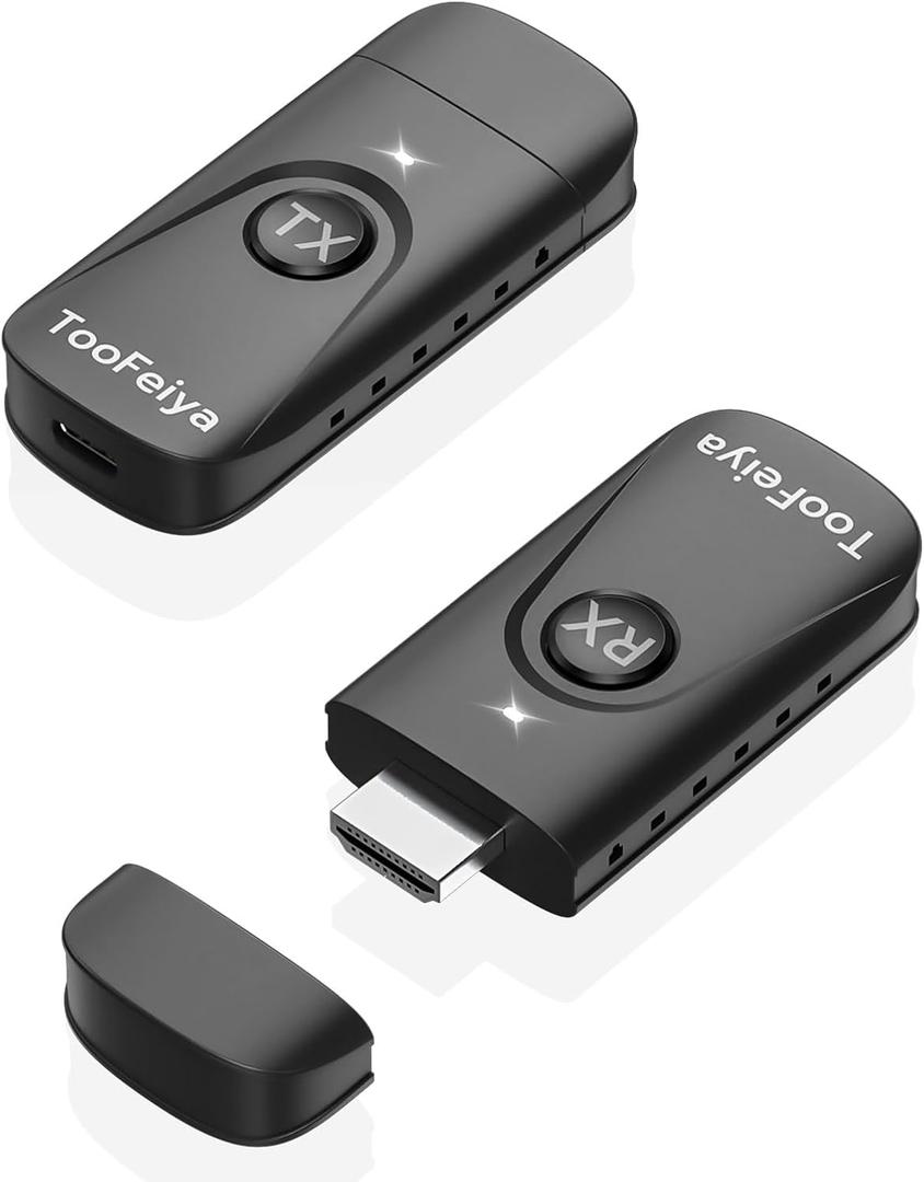 2026 Upgraded Wireless HDMI Transmitter and Receiver 165FT/50M, 4K Decode 1080P@60Hz Ultra HD Video Output, Plug&Play 5G+2.4G for Video and Audio to Monitor from PC/Projector/TV Box (Black)