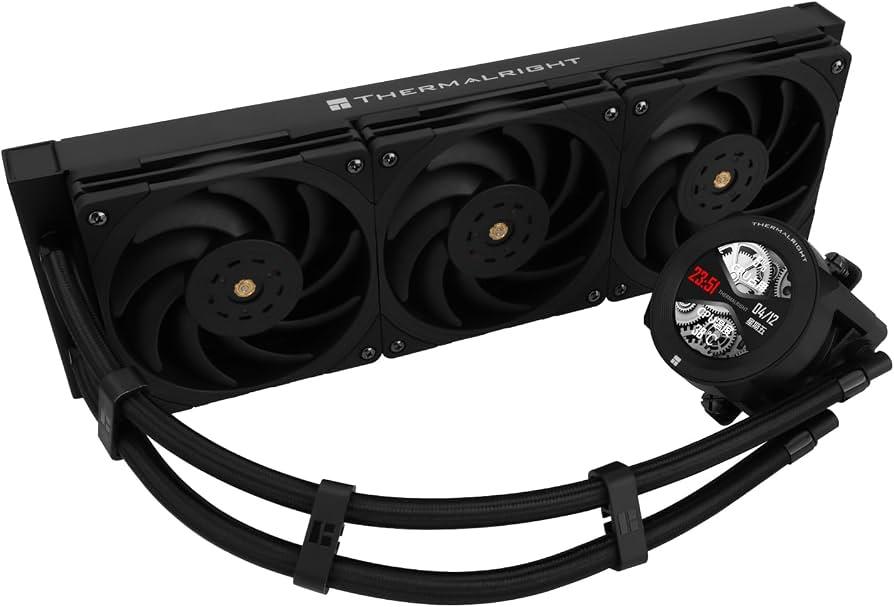 Thermalright Core Vision 360 Black 360 mm AIO CPU Liquid Cooler, IPS LCD Screen with 480 x 480 Resolution, for AM4/AM5/Intel 1700/1851, 2.1 Inch Magnetic Absorber LCD Screen for Pictures, Black