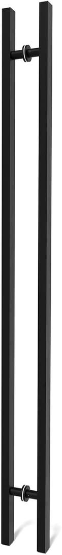 Matte Black Square Barn Door Handles 12"/24"/36"/48"/59'', Pull Push Long French Door Handle Double Sided, Large Front Exterior Shower Door Pull Handles