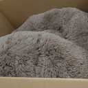 SAVFOX 36 inches Calming Donut Dog Bed - 3X Durable Plush Faux Fur, Machine Washable & Non-Slip, Fits up to 100 lbs, Brown