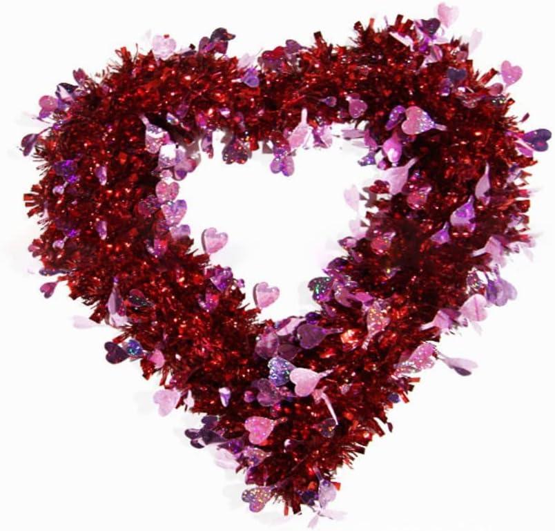 Garland, Artificial Garland, Garland Decorations, 14 Inch Valentines Day Wreath for Front Door, Valentines Day Decorations, Valentine's Day Heart Wreath Handmade Artificial Flowers Garland Front Door