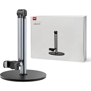 yAyusi Heavy Duty Aluminum Overhead Phone Mount, 13.7 in Long Phone Stand for Recording, Flexible Articulating Arm Phone Mount for Desk for Live Streaming, Meeting, Cooking – Perfect for Creators
