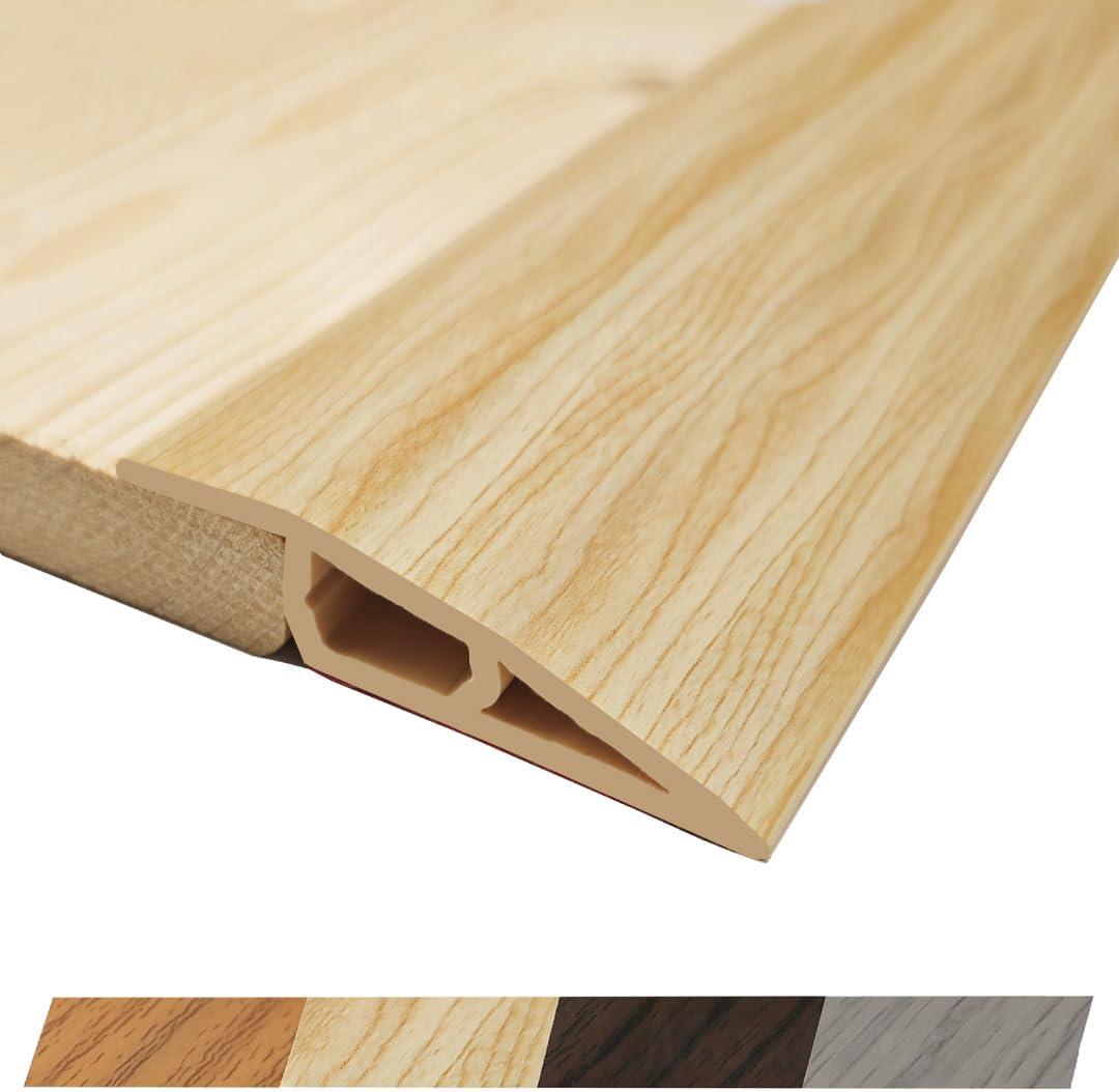 1/2" to 3/5" Height Threshold Ramp - Rubber Floor Transition Strip, Door Strip, Wheelchair Ramp, Carpet to Tile (Raw Timber Tone, 80 Inches)