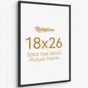 Heimlove 18x26 Picture Frame, High-End Natural Oak 18 x 26 Wooden Frame with Tempered Glass, 18x26 Wood Photo Frame for Wall or Tabletop, Wall Hook Included for Photo and Prints, Black