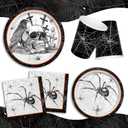 Spider Webs Halloween Party Supplies - Featuring Skull & Spider Themes, All-inclusive Wicked Web Paper Plates, Napkins, Cups, Tablecloth, and Banner. Ideal for Halloween Party Decorations, Serve 25 .