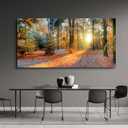 Bamdeya Forest Canvas Wall Art Large Picture Autumn Poster Sunset Tree Wall Decor Natural Landscape Painting Fall Scenery Artwork for Bedroom Living Room Decor Office Home Decorations, Size: 40"L x 20"W