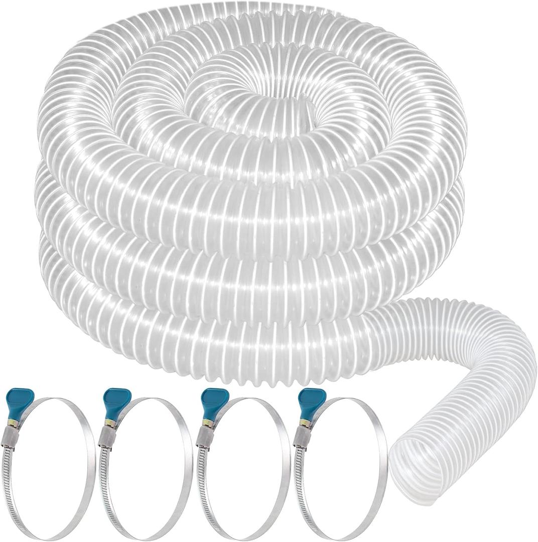 Heavy PVC Dust Collection Hose 2 1/2" x 20', Puncture Resistant PVC Dust Collection Hose with Carbon Steel Wire Coil for Woodworking, Workshops, Dust Collectors (White)
