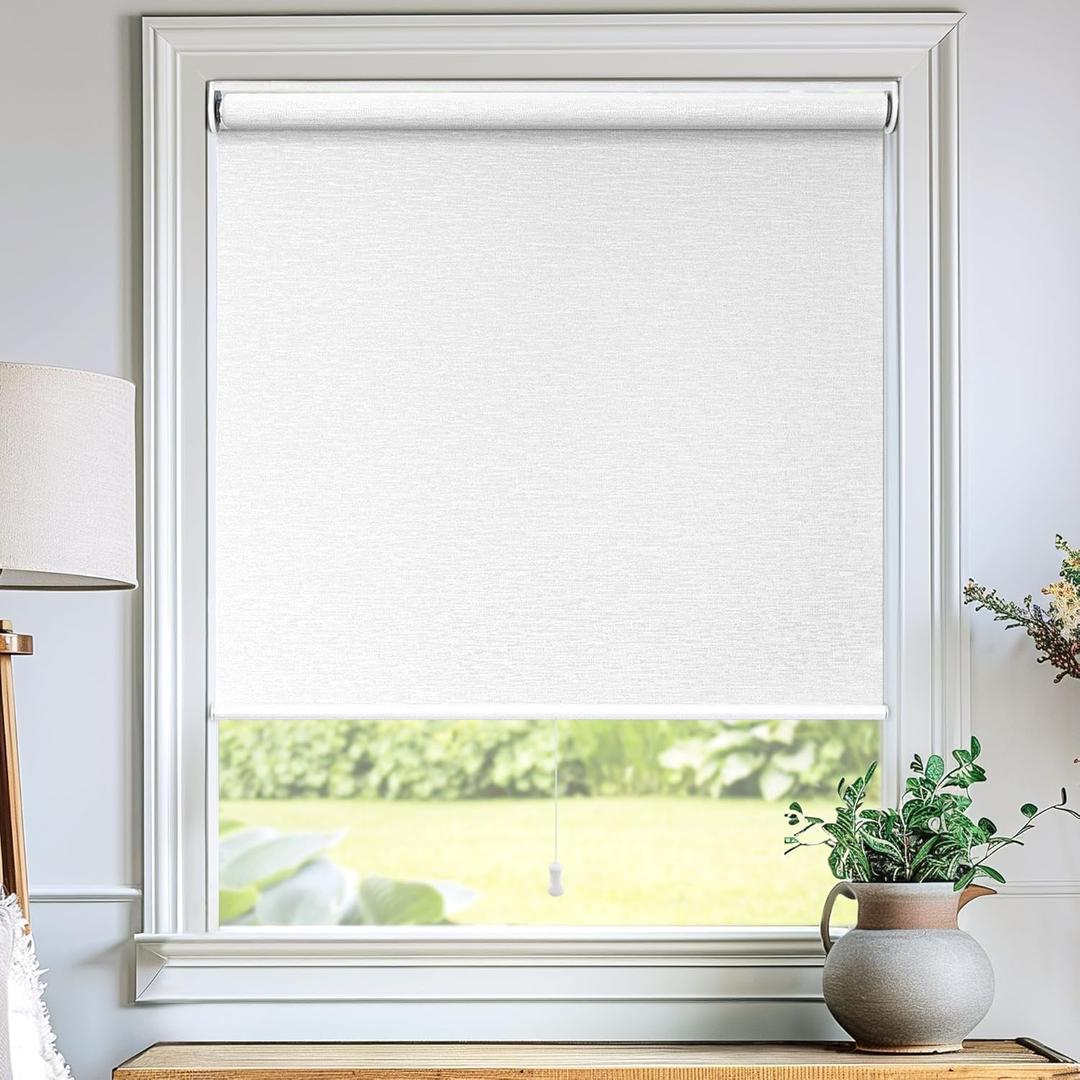 CHICOLOGY Roller Shades, Cordless Blinds, Window Shades for Home, Roller Window Shades, Window Treatments, Door Blinds, Light Filtering Shades, Chalk White, 35" W x 72" H