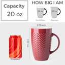 AmorArc Extra Large Coffee Mugs Set of 6, 20oz Ceramic Tall Coffee Mugs with Textured Geometric Patterns for Latte/Tea/Beer/Hot Cocoa, Dishwasher & Microwave Safe, Burgundy