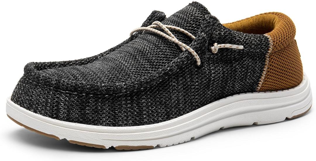 Bruno Marc Men's Arch Support Casual Slip-on Shoes Loafers for Men Non Slip Comfortable Boat Shoes (13, Black/Brown)